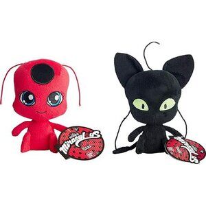 Miraculous Ladybug Cat Noir Plush Set Stuffed Animal Doll TIKKII Plagg Kwami Toy